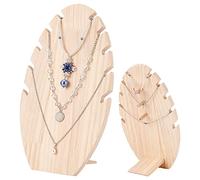 PandaHall Expositor de collar de madera, 5 ranuras en forma de hoja, soporte para joyas, cadena organizadora, longitud ajustable, collar de caballete con tacos, para casa, espectáculo, 1 unidad
