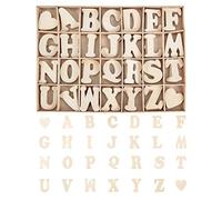 PandaHall Juego de 112 Letras de Madera y corazón, Letras pequeñas mayúsculas de Madera con Bandeja de Almacenamiento, Letras de Madera Natural Suave para Manualidades, Manualidades