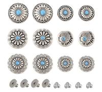 PandaHall - Juego de 12 remaches de cuero planos para decoración, color turquesa sintética, botón para bolso, zapatos, manualidades, ropa, cinturón