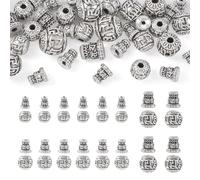 PandaHall - Juego de 20 cuentas sueltas tibetanas de plata antigua gurú con 3 agujeros para oración de Buda, Mala, para manualidades, pulseras, bisutería