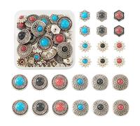 PandaHall - Juego de 24 remaches de tornillo para cuero, planos, redondos, en forma de flor, decoración para bolsos, zapatos, bolsas, ropa, cinturones