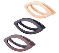 PandaHall Manija de Bolso de Mano, Mango de Madera de 3 Colores, Mango de Ojo de Caballo, Herramienta de reparación de Mango Decorativo para Bolso de Punto de Ganchillo, Bolsa de Playa