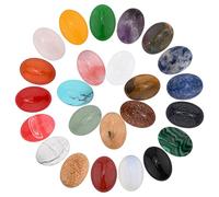PandaHall Paquete de 48 cabujones ovalados de piedras preciosas, cubiertos de cabina de cristal natural, 24 estilos mezclados teñidos y sin teñir, LOOSE_CUT_GEM, Plástico