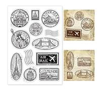 PandaHall Sello de silicona para matasellos de ciudad, estampado de viaje, sellos de PVC transparente, marco de película vintage, decoración de manualidades, manualidades