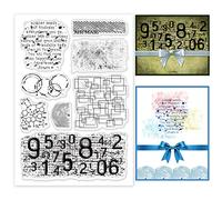 PandaHall Sellos transparentes de fondo con números de huellas dactilares, correo aéreo, sello de goma de silicona, caja de regalo, decoración de álbumes de recortes