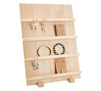PandaHall Soporte de exhibición de pendientes de madera de 4 niveles, elevador de exhibición de joyas extraíble con ranuras, exhibición de exposiciones, almacenamiento de joyas