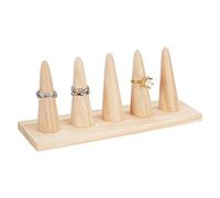 PandaHall Soporte para anillos de madera, organizador de anillos en forma de cono para exhibición de anillos de dedo, decoración de sala de almacenamiento, 20x6x8.1 cm
