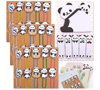 pandaonly 3 Set Lindo Panda Bookmark Clips, con 1 hoja Sticky Notes-Funny PaperClips Marcadores de animales para suministros de oficina Regalos de compañeros de trabajo