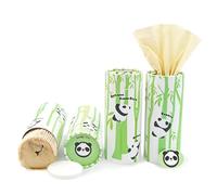 Pandaonly Paquete de 4 pañuelos faciales de bambú con bonitas cajas de pañuelos redondas para portavasos, repuesto de baño de viaje