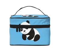 Pandas - Bolsa de maquillaje de viaje, organizador portátil con compartimentos con cremallera para cepillos, botellas y cuidado de la piel