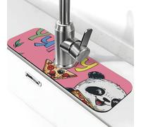 Pandas Eat - Tapete para grifo de pizza para fregadero de cocina, tapete de secado súper absorbente para cocina, baño, fregadero, cafetería, bar, grifo, decoración, regalos (15 x 5.5 pulgadas)