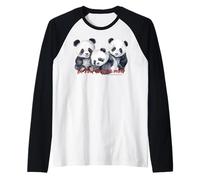 Pandas Felices Aliento Mindfulness Compasión Meditar Bondad Camiseta Manga Raglan