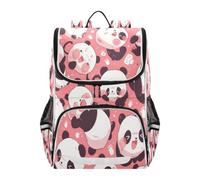 Pandas Felices Rosa Mochila Escolar de Gran Capacidad para Niñas y Niños