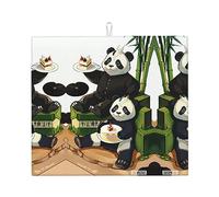 Pandas of Father and Son - Alfombrilla absorbente para encimera de cocina, impresa por una sola cara, 100% poliéster con una cuerda para colgar