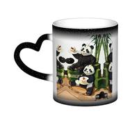 Pandas of Father and Son Black It es una taza que cambia de color, negro para frío y blanco para caliente, y más duradero después del lavado a mano. Pijama para mujer de manga corta, camiseta de