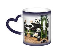 Pandas of Father and Son Blue Es una taza que cambia de color, negro para frío y blanco para calor, y más duradero después del lavado a mano. Pijama para mujer de manga corta, camisetas de pijama para