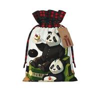 Pandas of Father and Son - Bolsas de Navidad con cordón para envolver aperitivos, bolsas reutilizables para regalos navideños M