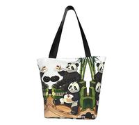 Pandas of Father and Son Bolso de hombro para mujer, bolso de compras, adecuado para viajes de fin de semana, bolsa de hombro, bolsa de mensajero, negro, talla única
