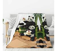 Pandas of Father and Son - Manta de franela suave y acogedora, ideal para cama, sofá, campamento y viajes, manta ligera