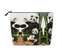 Pandas of Father and Son - Neceser de viaje versátil, bolsa de maquillaje de cáñamo falso, multiusos, organizador de accesorios cosméticos, Black, Talla única