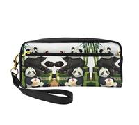 Pandas of Father and Son - Neceser pequeño de piel con estampado de pandas para mujer, bolsa de cosméticos reutilizable con cremallera