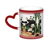 Pandas of Father and Son Red Es una taza que cambia de color, negro para frío y blanco para caliente, y más duradero después del lavado a mano. Pijama para mujer de manga corta, camisetas de pijama
