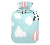 Pandas Parachutes - Bolsa de agua caliente con funda de forro polar suave, bolsa de agua caliente para aliviar el dolor de cuello y hombros, terapias frías y calientes, talla S