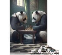 Pandas Playing Chess Puzzles Imposible,desafío for Adults Entretenimiento Creativo 1000 Piezas Obra De Arte De Juego De para Adultos Y Niños Mayores De 12 Años 1000pcs (75x50cm)