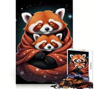 Pandas Rojos acurrucados en una Manta de Estrellas, Rompecabezas de 1000 Piezas para Adultos, Regalo, desafío Mental, Juguete fácil, Ocio, Corte preciso, (38x52cm)