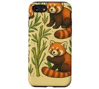 Pandas Rojos brotes de bambú patrón ilustración Carcasa para iPhone SE (2020) / 7/8