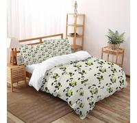 Pandas Verde Juego De Ropa De Cama 3 Piezas Poliéster Microfibra Ocio Estilo Juego De Fundas De Edredón Incluye 1 Funda Nórdica Y 2 Funda De Almohada Super King（260x220cm）