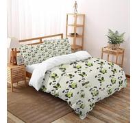Pandas Verde Ropa De Cama para Infantil Double（200x200cm） Tema Animales Lindos 3 Piezas Microfibra Suave Transpirable De Fundas Edredón con 1 Funda Nórdica Y 2 Fundas De Almohada