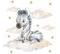 Pandawal Adhesivo decorativo para pared, diseño de animales sobre nubes y estrellas (M, cebra)