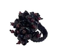 Pandecor Comarco Sa - Anillo elástico de piedras naturales, Acrílico, Obsidiana Granate