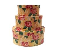 Pandecor Juego de 3 cajas ovaladas de cartón impreso - P 17,5 x 12 x 8 cm - M 22 x 15 x 10 cm - G 27 x 18 x 12 cm