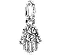 PANDELLA Colgante de plata de ley con diseño de mano, ojo y pluma, Standard, Plata de ley 925, Ágata