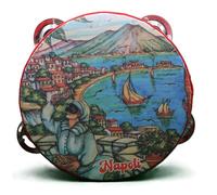 Pandereta artesanal napolitana con decoraciones típicas - Instrumento musical hecho a mano - Varios modelos y tamaños a elegir (Nápoles 2, pequeño)