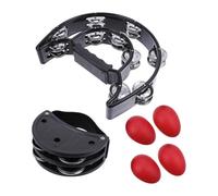 Pandereta con pie Pandereta de pie mano 6 uds., doble fila, platillos Metal for dedo, conjunto instrumentos ritmo sonido brillante for música