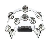 Pandereta de doble, 22 cm, galvanoplastia, pandereta de media luna, cascabeles de metal, instrumento de percusión de mano para adultos, juegos, fiesta KTV