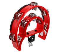 Pandereta de Doble Hilera para Hi-hat y Soporte de Batería | Montaje en Soporte de Hi-hat o Platillo, Uso Manos Libres, Abs, Metal y Borde de Goma Rojo