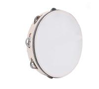 Pandereta de madera 1 pieza, 4/6/8/10 pulgadas, borde beige con cascabeles metálicos, instrumento musical educativo percusión for conciertos e iglesias Panderetas para Adultos(10inch)