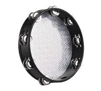 Pandereta de Madera Liviana de Madera de Madera de Madera Cabeza de Tambor Reflectante Platillos de Metal de Doble Fácil de Tocar para Fiestas de Canto Adoración de (De 10 pulgadas)