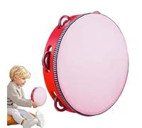 Pandereta de madera, pandereta portátil, tambor de mano de madera con campanas de jingle, kit de tambor de pandereta de una sola de pandilla para adultos Iglesia de la fiesta de baile