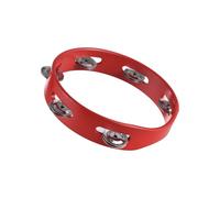 Pandereta de madera, pandereta roja, a mano redonda, 8 de pandería de jingles de una sola, instrumento de percusión de arranque a mano para adultos fiestas de niños en casa (METRO)