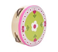 Pandereta de mano de de 15 cm con campanillas, instrumento de percusión musical con diseño floral vibrante, juguete educativo para niños y adultos, ideal para fiestas, clase de música y ritmo