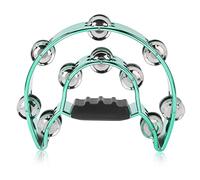 Pandereta de Mano, Instrumento de Percusión Metálico de 2 Colores con Cubierta, Accesorio Musical Versátil para Conciertos, Bodas, Fiestas, Bares, KTV y Orquestas (Verde)