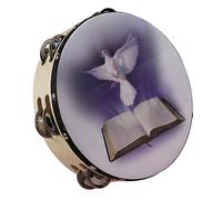 Pandereta de Mano, Jingles de Percusión de Doble Instrumento Musical, Pandereta Pequeña para Actuación de Fiesta (Color Original de 8 Pulgadas.)