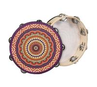 Pandereta de mano, tambor de pandereta de madera | Pandereta de jardín de infantes con tambor de mano de madera de 8 pulgadas | Instrumento musical de relajación para la mente y el cuerpo, apto para p