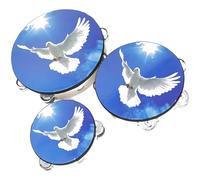 Pandereta De Mano Tambores Doble Panderetas Con Campanas Metal Percusión Para Campanas Fiesta Iglesia Pandereta