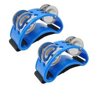 Pandereta De Pie 2 piezas tambor elíptico compañero mano pie Jingle Musical educativo pandereta instrumentos de percusión for fiesta KTV Para pedal de bombo(Blue 2pcs)